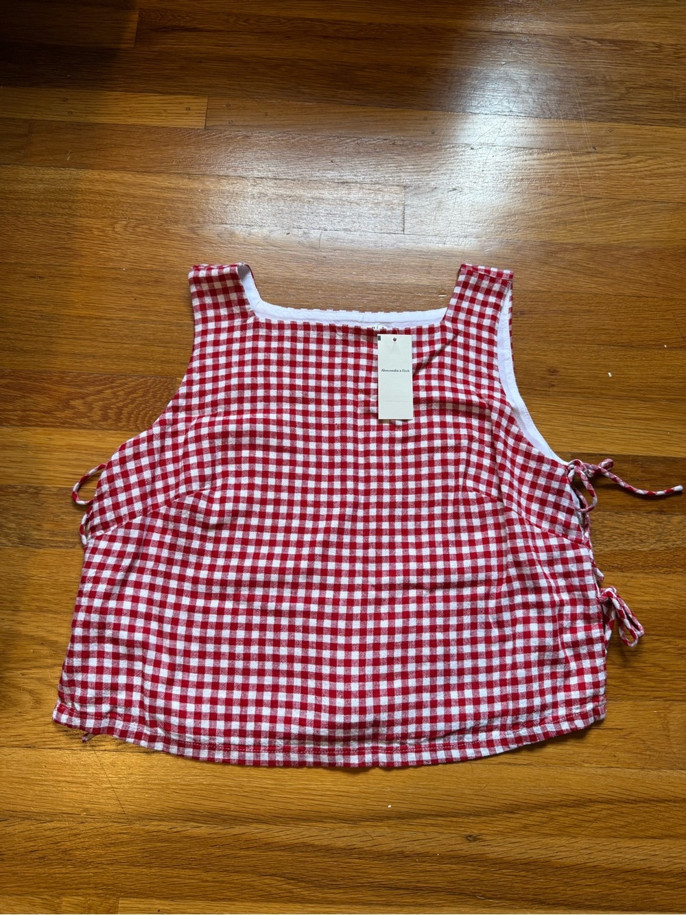 Abercrombie & Fitch Red and White Gingham Tank with Side Ties